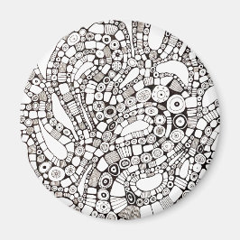Imán Círculos ondulados cuadrados dibujo abstracto a pl