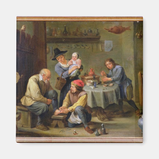 Imán Cirujano cuidando del pie de un anciano (Frente)