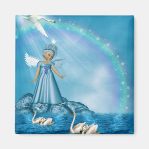 Imán Cisnes Blancos Y Ángel