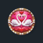 Imán Cisnes románticas Bodas enmarcadas por Ornat<br><div class="desc">Elegantes dos cisnes formando una forma de corazón,  rodeados por un deslumbrante marco con joyas y una variedad de corazones rojos,  evocando romance,  belleza y el concepto de amor y devoción eternos.</div>