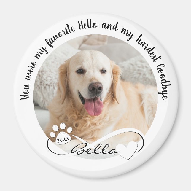Imán Cita conmemorativa del perro 2 foto huella digital (Frente)