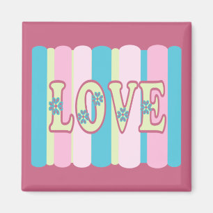 Imán Cita de amor suave diseño azul rosa pastel amarill
