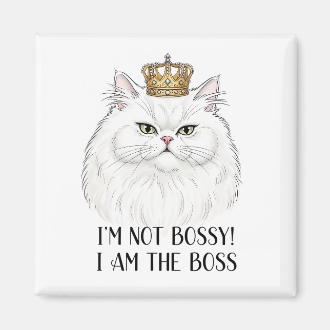 Imán Cita de Bossy para gato persa blanco (Frente)