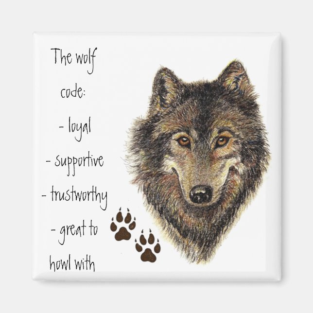 Imán Cita de código lobo, animal lobos (Frente)