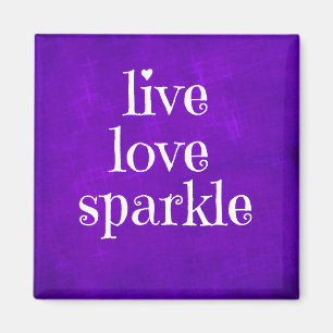 Imán Cita de esparkle de amor en vivo morado