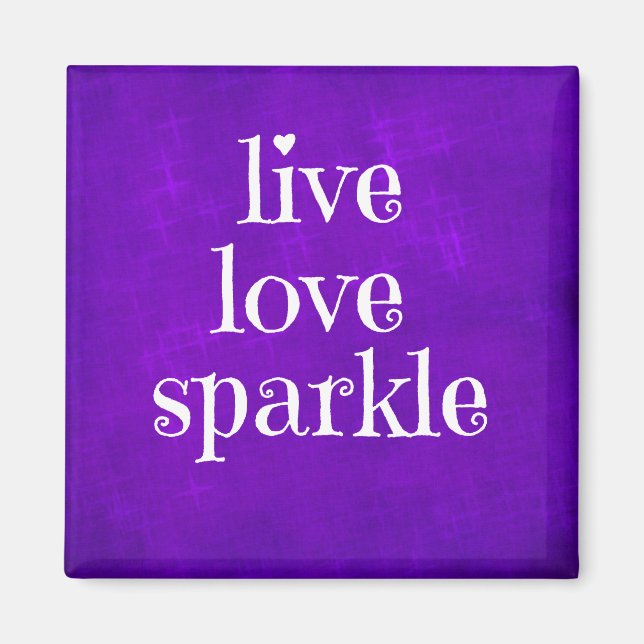 Imán Cita de esparkle de amor en vivo morado (Frente)
