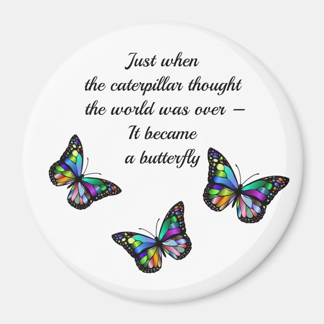 Imán Cita de estímulo Inspirador de mariposa (Frente)