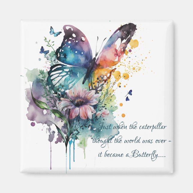 Imán Cita de estímulo Inspirador de mariposa (Frente)