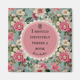 Imán Cita de Jane Austen con flores vintage