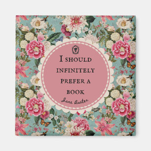 Imán Cita de Jane Austen con flores vintage