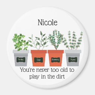 Imán Cita de jardín Nunca a viejo para jugar en la suci