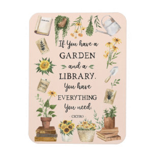 Imán Cita de jardinería y biblioteca Girasol y hierbas