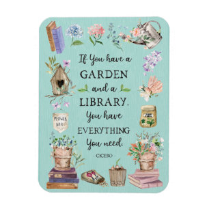 Imán Cita de jardinería y biblioteca Jardín floral