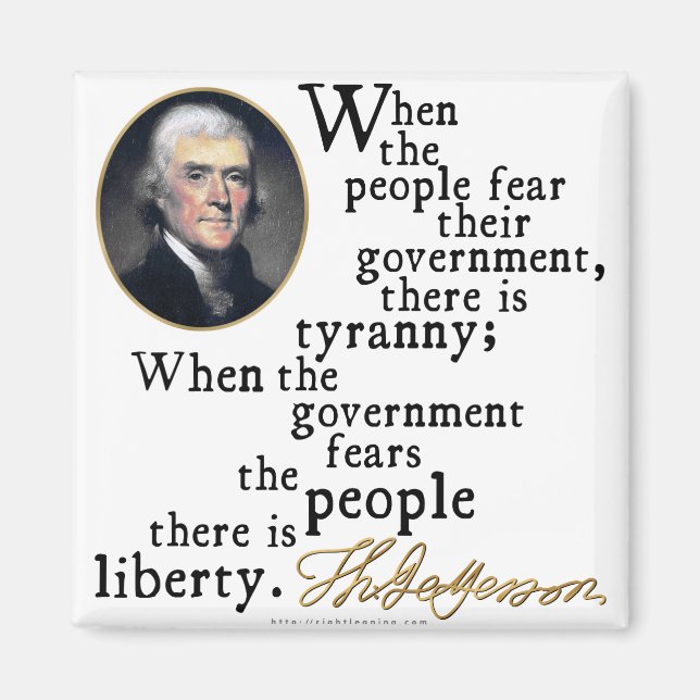 Imán Cita de Jefferson Tyranny-Liberty (Frente)