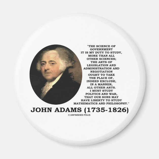 Imán Cita De John Adams Science Of Government Politics (Frente)