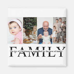 Imán Cita de Navidad familiar moderna para 4 fotos en c