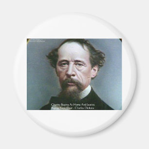 Imán Cita de regalos de Charles Dickens "Charity @Home"