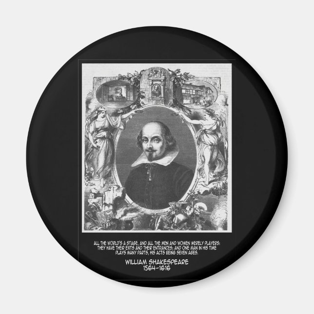 Imán Cita de Shakespeare ~ Todo el mundo en una etapa (Frente)