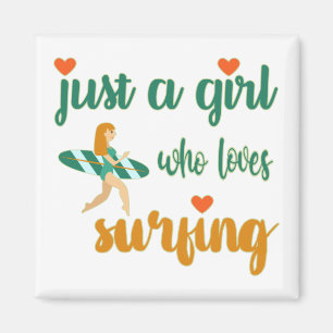 Imán Cita de verano simple a un chica que ama el surf