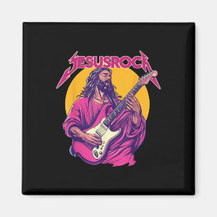 Imán Cita divertida de la Retro Cristiana Jesús Rock Ba