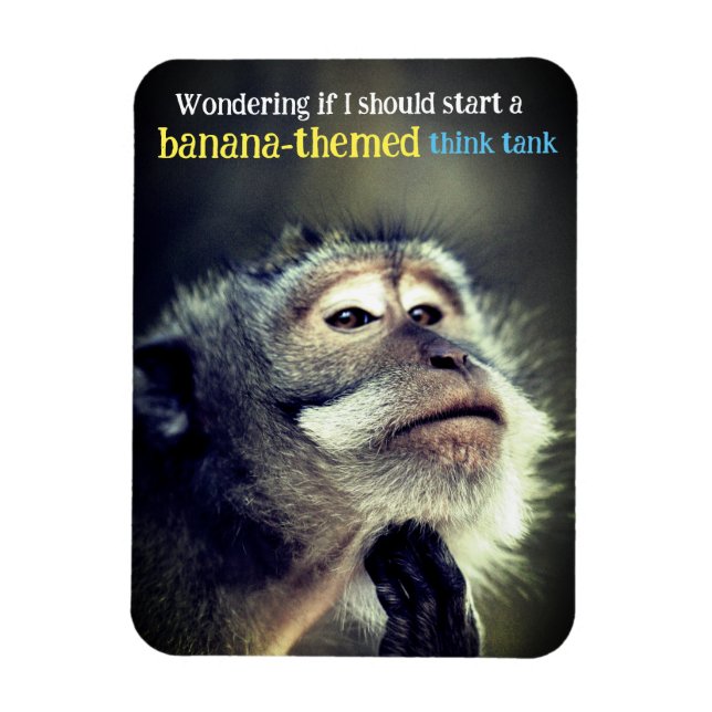 Imán Cita divertida de pensamiento de mono (Vertical)