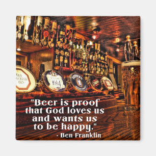 Imán Cita famosa de la cerveza de Ben Franklin