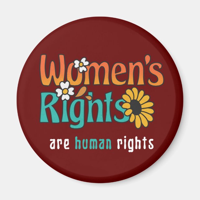 Imán Cita floral sobre los derechos humanos de la mujer (Frente)