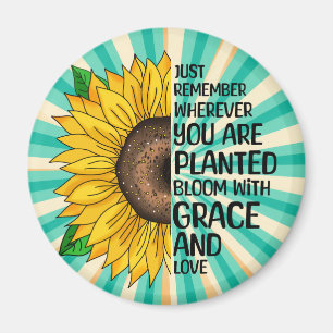 Imán Cita inspiradora y girasol dibujado a mano