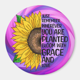 Imán Cita inspiradora y girasol dibujado a mano