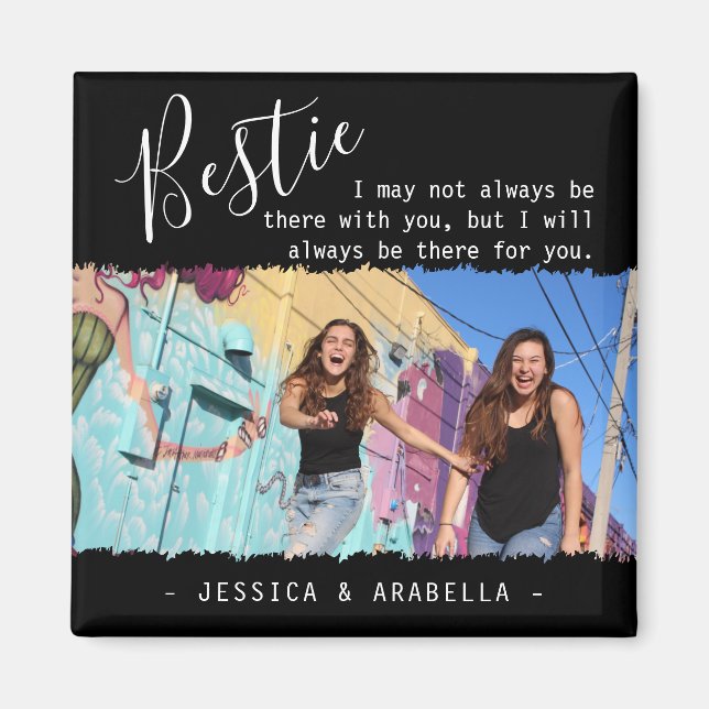 Imán Cita Moderna de Mejores Amigas Foto Personalizada  (Frente)