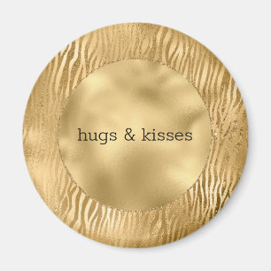 Imán Cita personalizada Gold Glitz Zebra