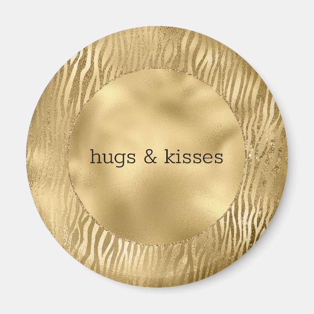 Imán Cita personalizada Gold Glitz Zebra (Frente)