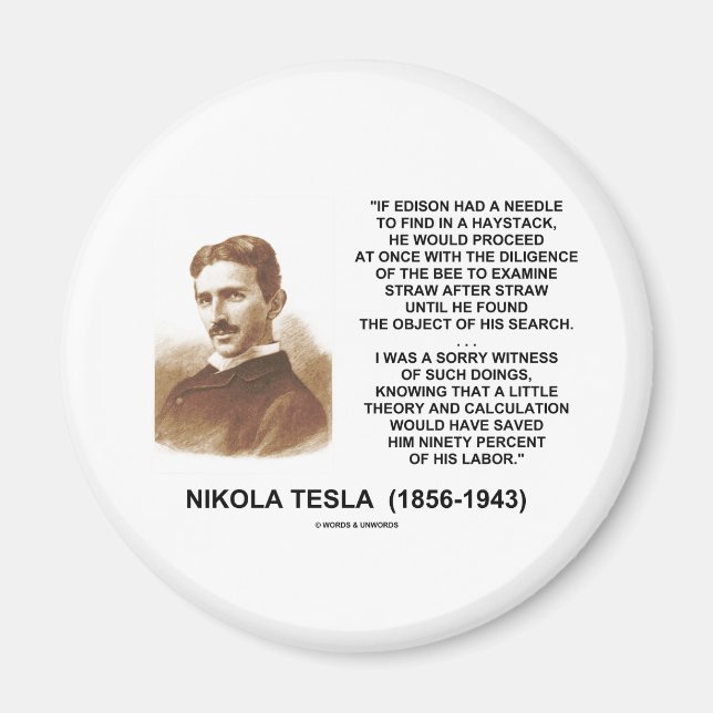 Imán Cita teórica de Nikola Tesla Edison Needle Haystac (Frente)