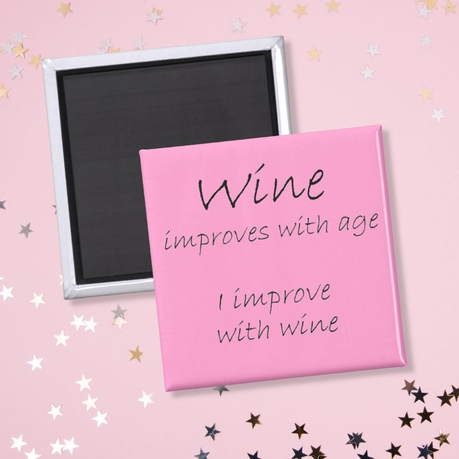 Imán Citas de vino divertidas regalos de viñedos de cum (A funny wine quote on a pink magnet. Give them a hilarious birthday gift they can enjoy for years.)