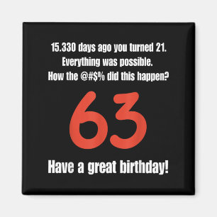 Imán Citas divertidas para el 63 cumpleaños Celebración