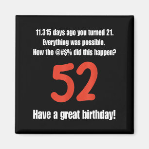 Imán Citas divertidas para el cumpleaños 52 Cumpleaños