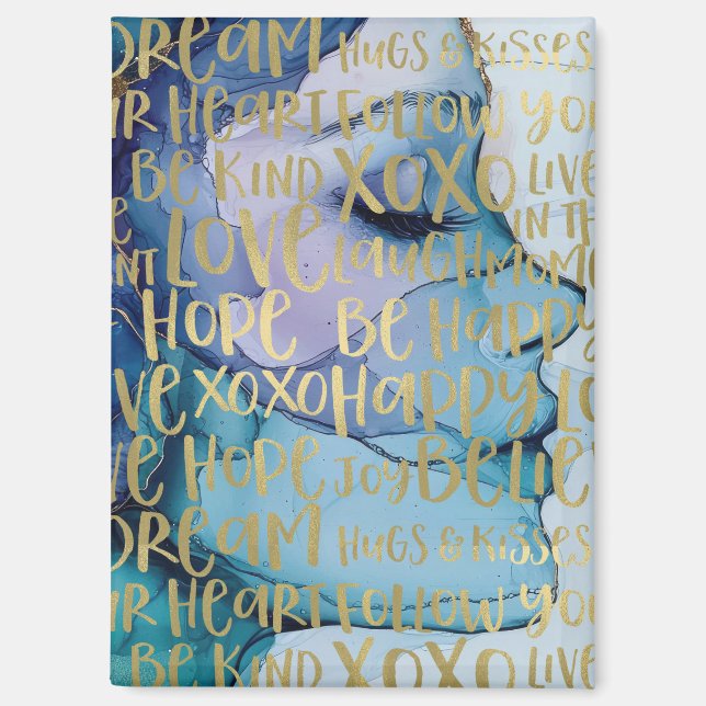 Imán Citas Inspiradoras de oro para mujeres azules (Anverso)