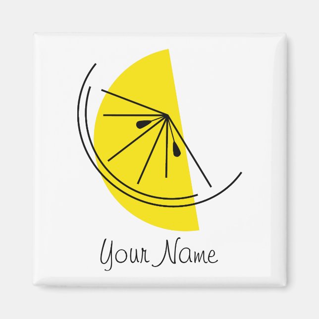 Imán Citrus Lemon Name imnet cuadrado (Frente)