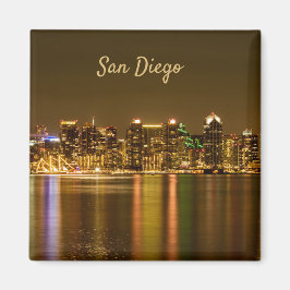Imán Cityscape Skyline Night California San Diego