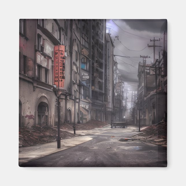 Imán Ciudad abandonada | Mundo distópico postapocalípti (Frente)