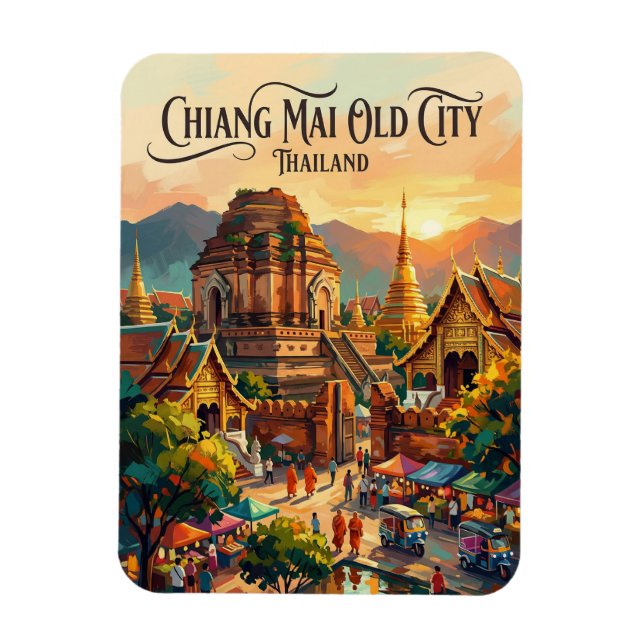 Imán Ciudad Antigua de Chiang Mai Tailandia (Vertical)