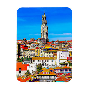 Imán Ciudad antigua de Porto con torre Clerigos.