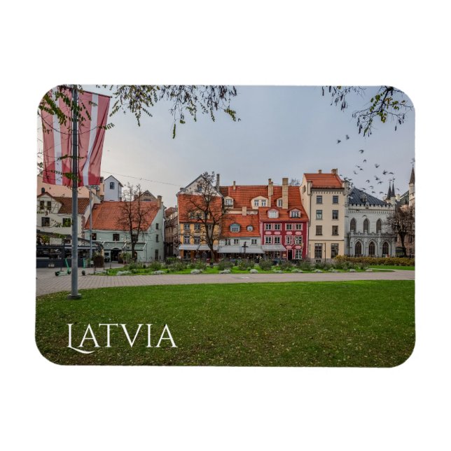 Imán Ciudad antigua de Riga en otoño (Horizontal)