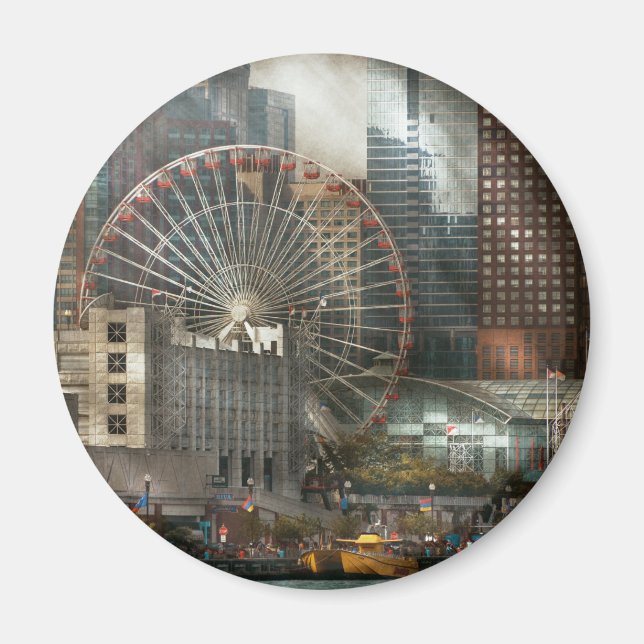 Imán Ciudad - Chicago, IL - Presión por muelle (Frente)