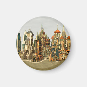 Imán Ciudad de fantasía futurista Arte de horizonte de 