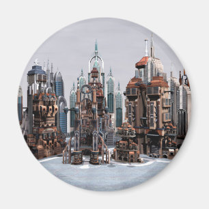 Imán Ciudad de fantasía futurista Arte de horizonte de 