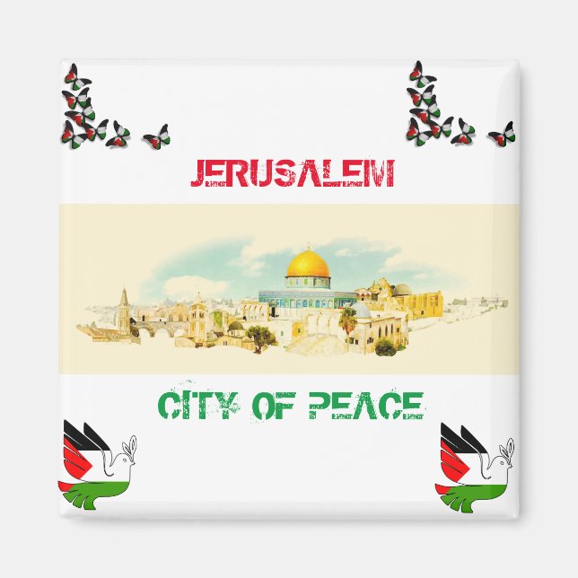 Imán Ciudad De Jerusalén, P[eace Fridge Magnet Souvenir (Frente)