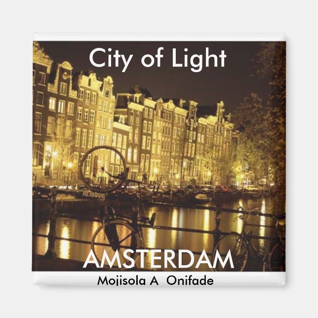 Imán ciudad de la luz (Amsterdam) - Personalizada (Frente)