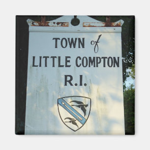 Imán Ciudad de Little Compton, cartel de madera de RI