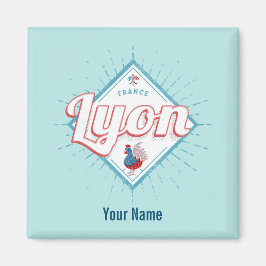 Imán Ciudad de Lyon Francia retro rooster recuerdo vint